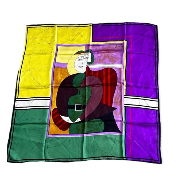 NEW Beautiful Mark A Gough Pablo Picasso Print 100% Silk Handmade Scarf - Picture 1 of 4